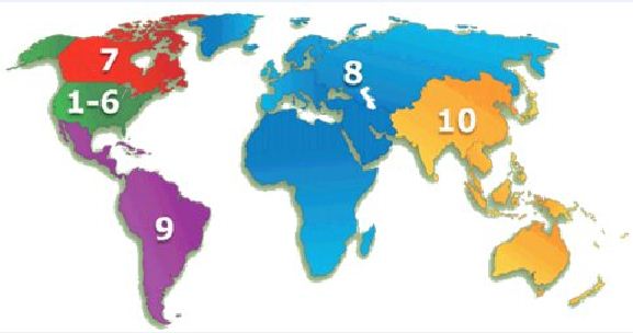 Pembagian Region IEEE di seluruh dunia