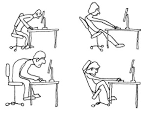 gambar : bentuk posisi tubuh yang tidak ergonomi
